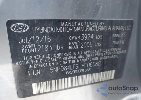 2017 Hyundai Elantra Se из США, поврежденный, VIN 5NPD84LF9HH106088